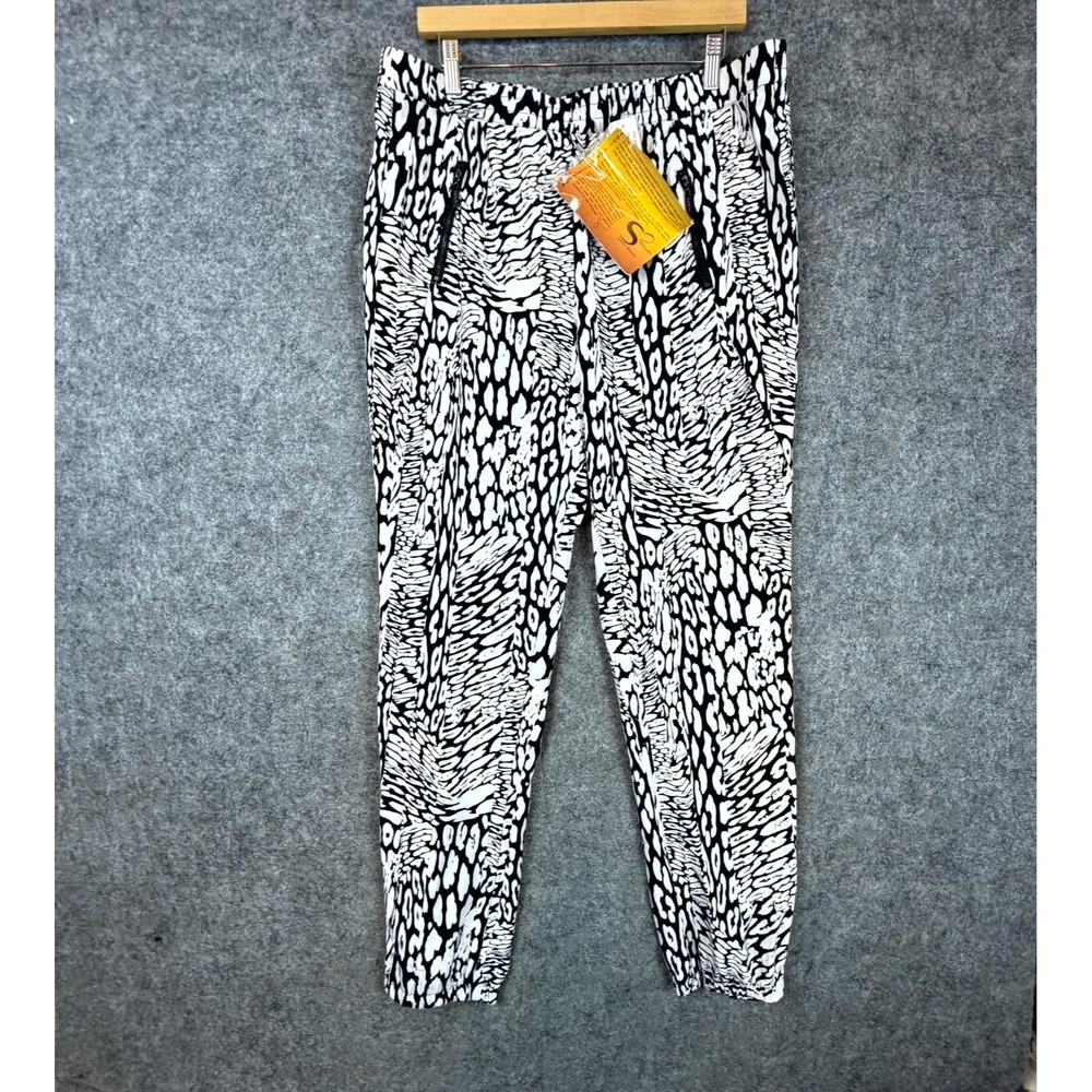 Serena Williams Signature Statement Pants Womens XL Black White Leopard Print